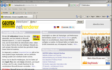 IE NetRenderer Browser Compatibility check tool